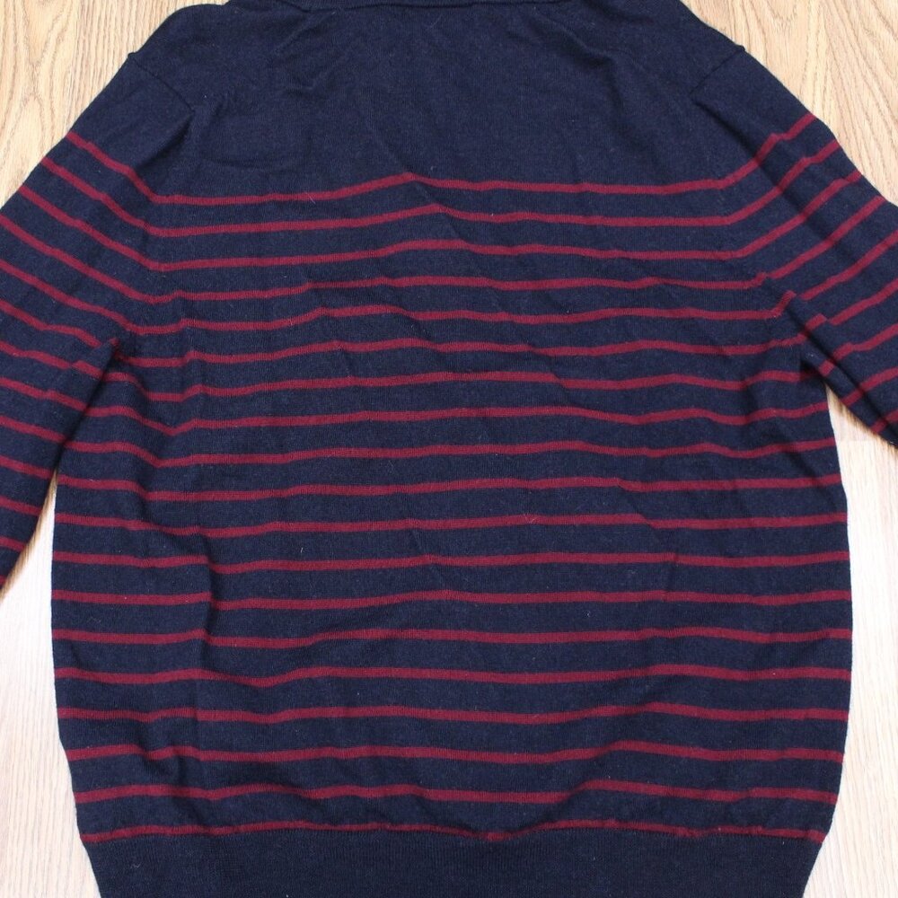 BROOKS BROTHERS CARDIGAN SWEATER 10% MERINO WOOL NAVY & DK RED LARGE, L - Picture 3 of 3